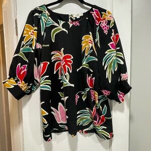 Entro Black Floral Women's Blouse